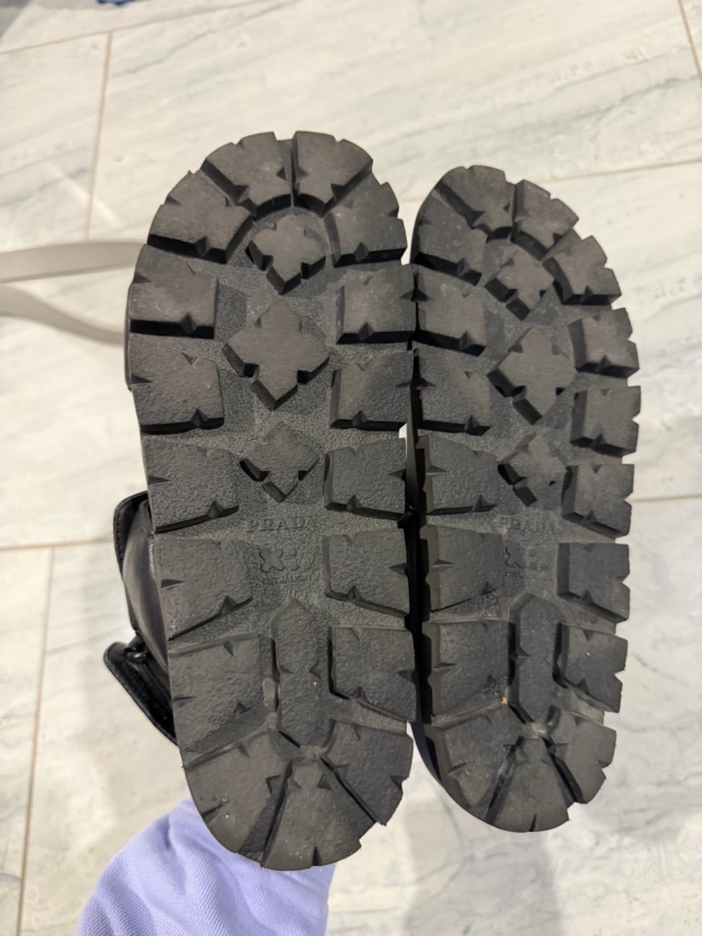 Prada Black Quilted-Strap Leather Sport Sandals - Picture 6 of 6